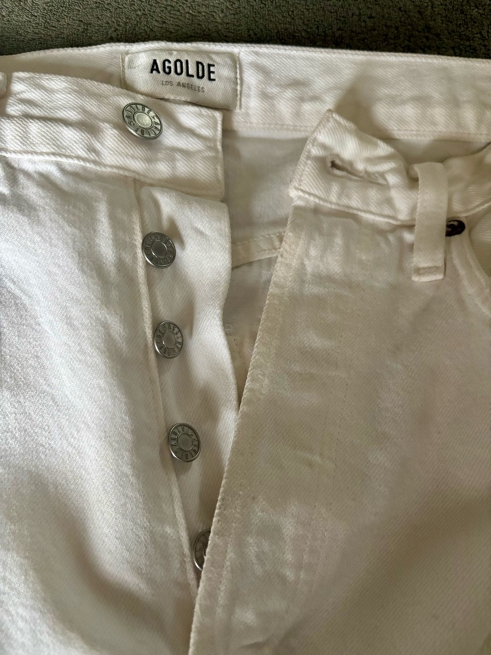 Agolde White Luna High-Rise Barrel Leg White Button-Fly Jeans - Picture 6 of 9